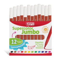 Μαρκαδόροι +Efo Supercolor Jumbo 12τεμ Καφέ